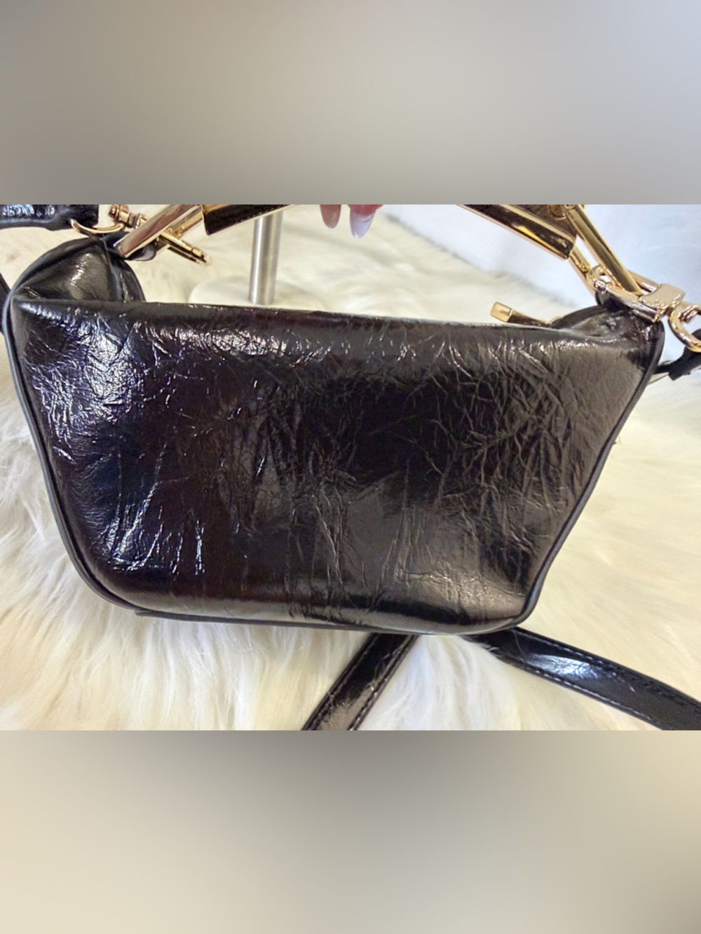 Zara Mini Bucket Bag with Metallic Gold Handle with storage bag - Picture 10 of 14